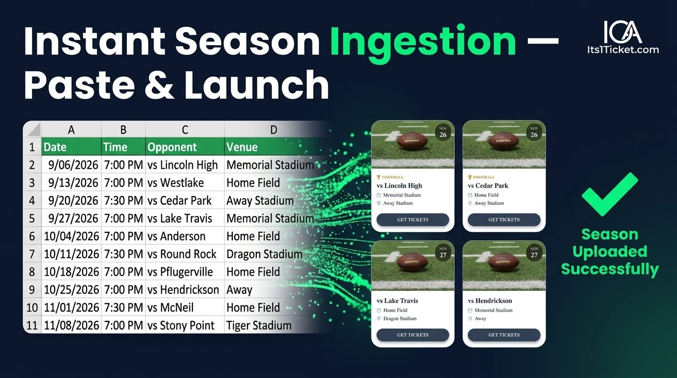 Paste a season schedule and launch events instantly