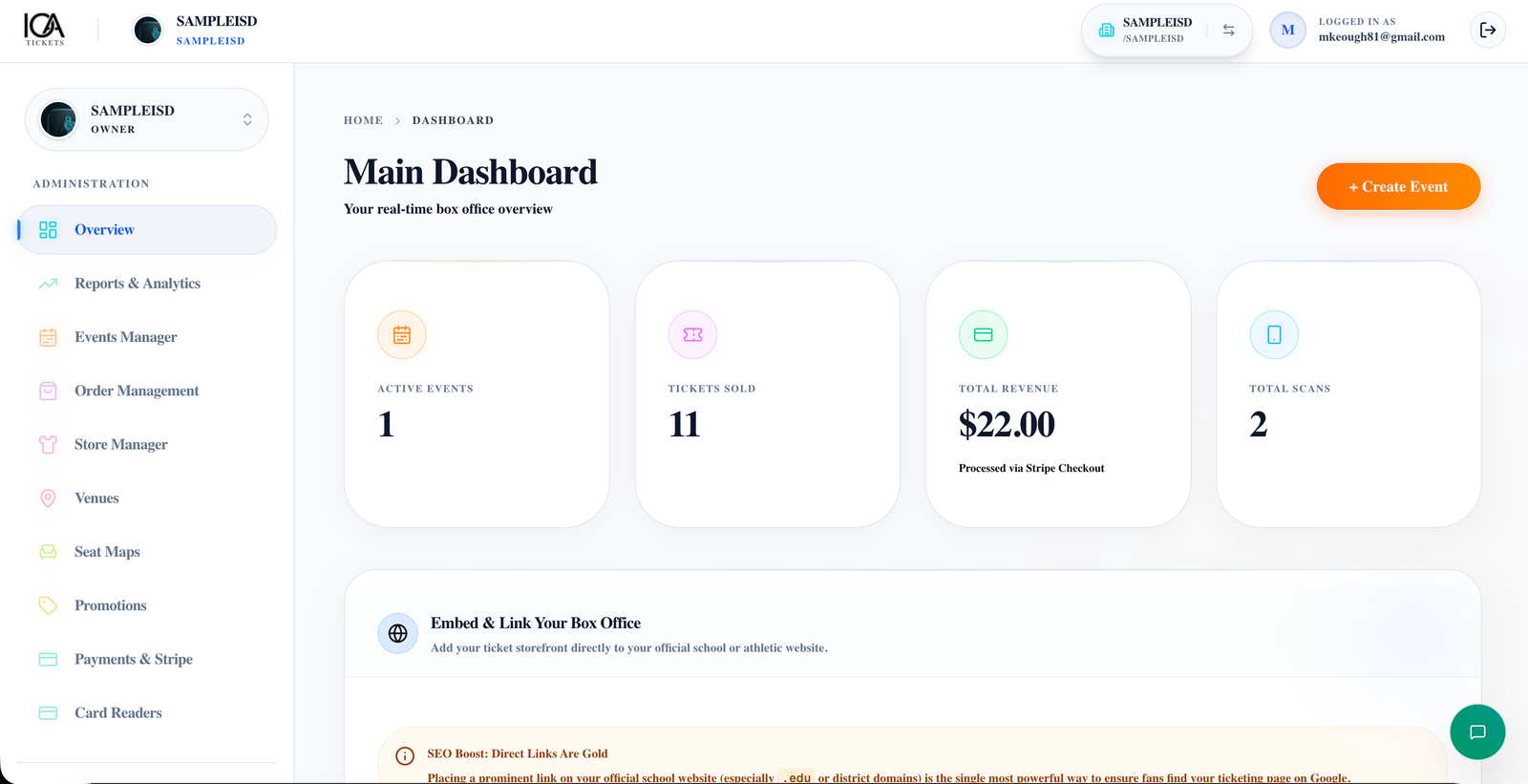 Its1Ticket box office dashboard